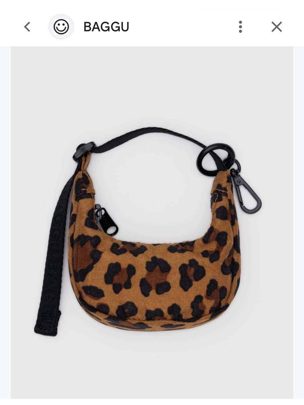 BAGGU Leopard Crescent Bag Charm in Brown and Black